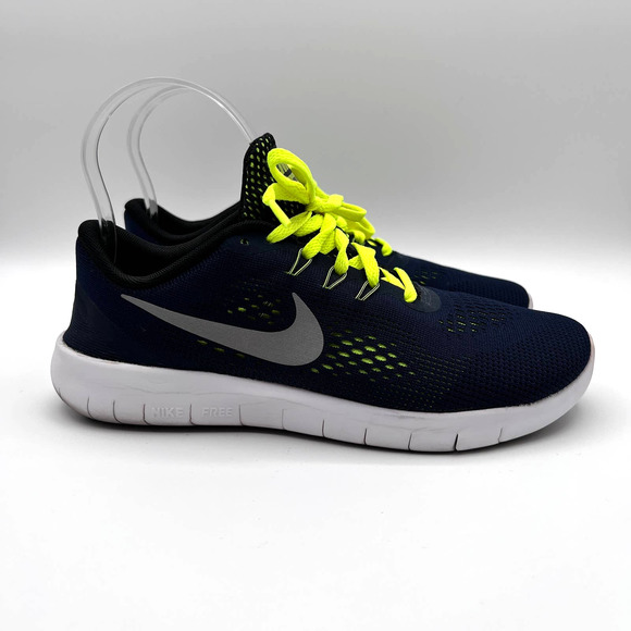 Nike Other - Nike Youth Sz 5.5 Free RN Obsidian Metallic Silver-Volt 833989-403